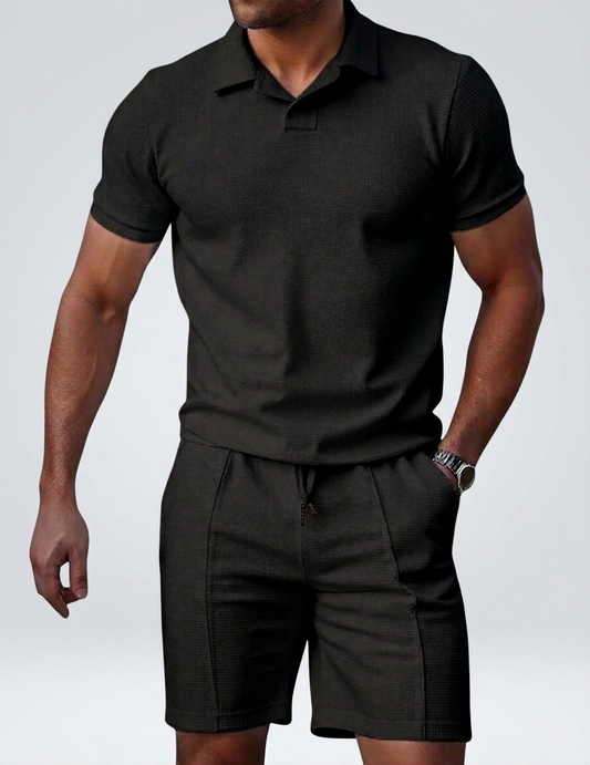 Men's Breathable Polo and Shorts Set