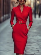 Dames Midi Jurk met Tailleaccent