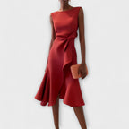 Dames Midi Jurk met Ruffle Zoom en Wikkel Detail