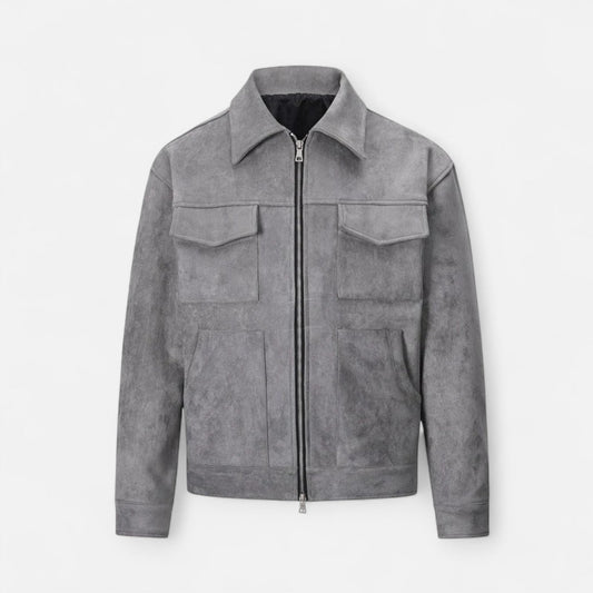 Men's Suede Utility Jacket Classic Style