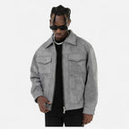 Heren Suède Utility Jas Klassieke Stijl