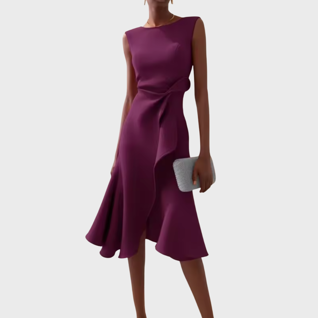 Dames Gedrapeerde Asymmetrische Midi Jurk