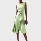 Dames Gedrapeerde Asymmetrische Midi Jurk