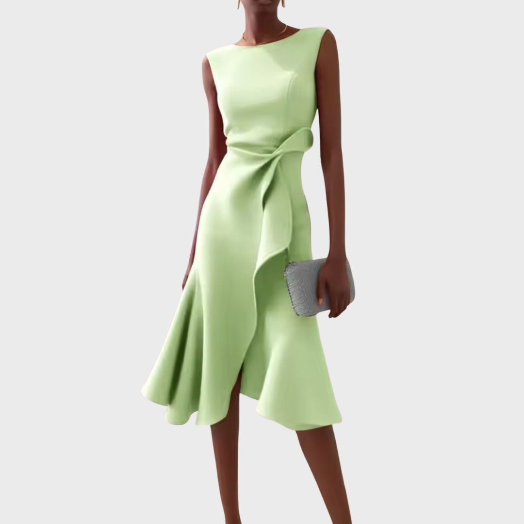 Dames Gedrapeerde Asymmetrische Midi Jurk