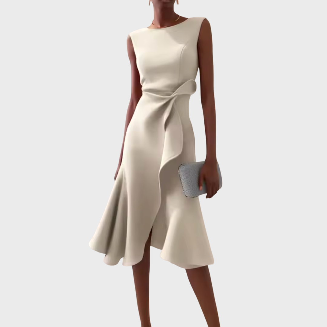 Dames Gedrapeerde Asymmetrische Midi Jurk