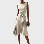 Dames Midi Jurk met Ruffle Zoom en Wikkel Detail