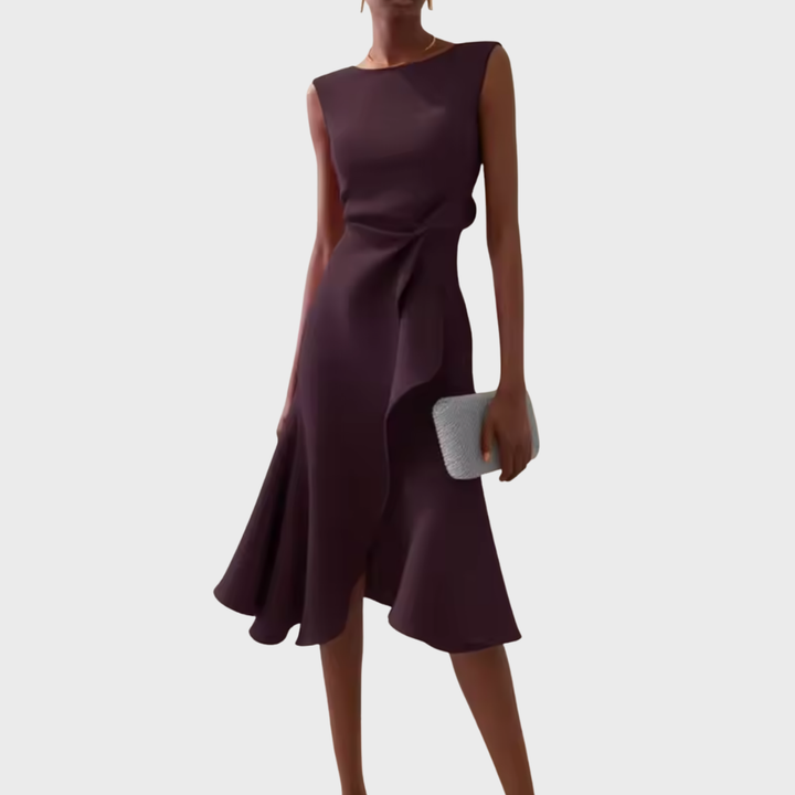 Dames Midi Jurk met Ruffle Zoom en Wikkel Detail