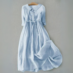 Dames Casual Midi Jurk met Geplooide Taille