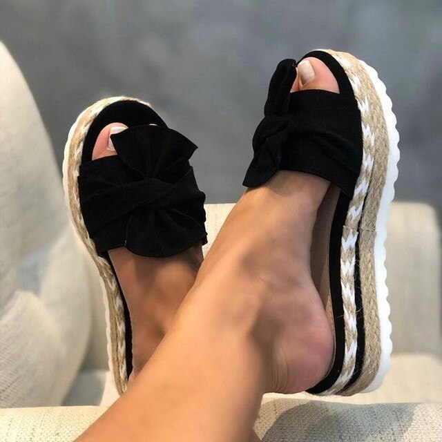 Dames Orthopedische Plateau Sandalen Met Strik