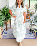 Dames Klassieke Toile Maxi Jurk