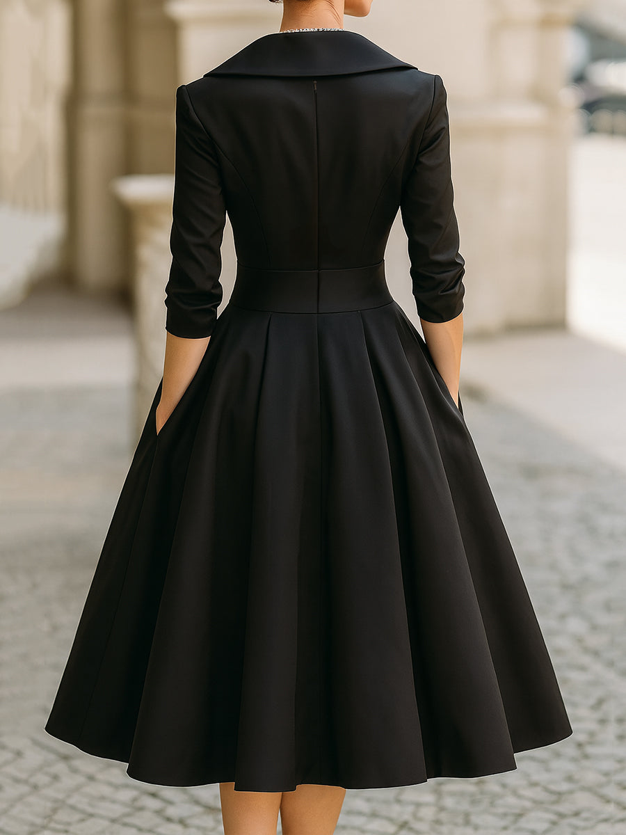 Dames Satijnen Midi Jurk Elegant