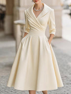 Dames Satijnen Midi Jurk Elegant
