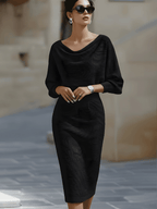 Dames Gedrapeerde Midi Jurk Elegant