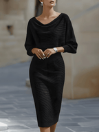 Dames Gedrapeerde Midi Jurk Elegant