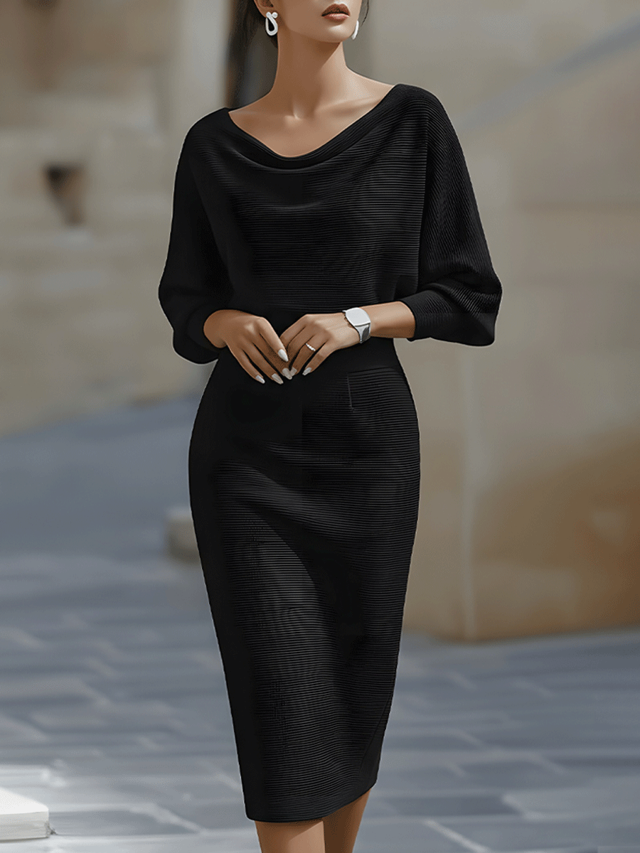 Dames Gedrapeerde Midi Jurk Elegant