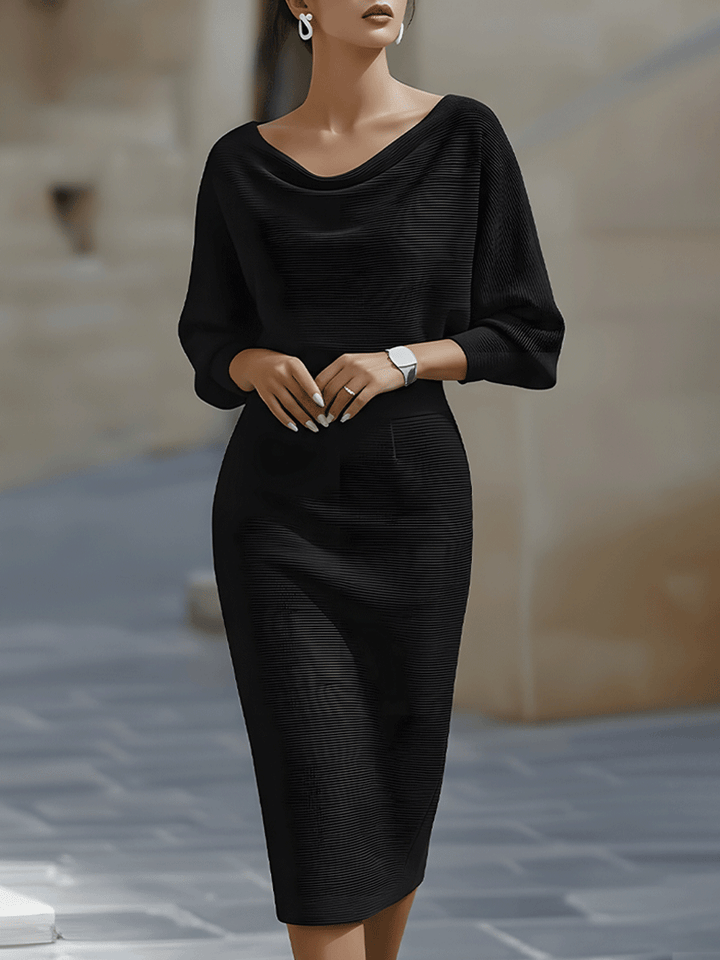 Dames Gedrapeerde Midi Jurk Elegant
