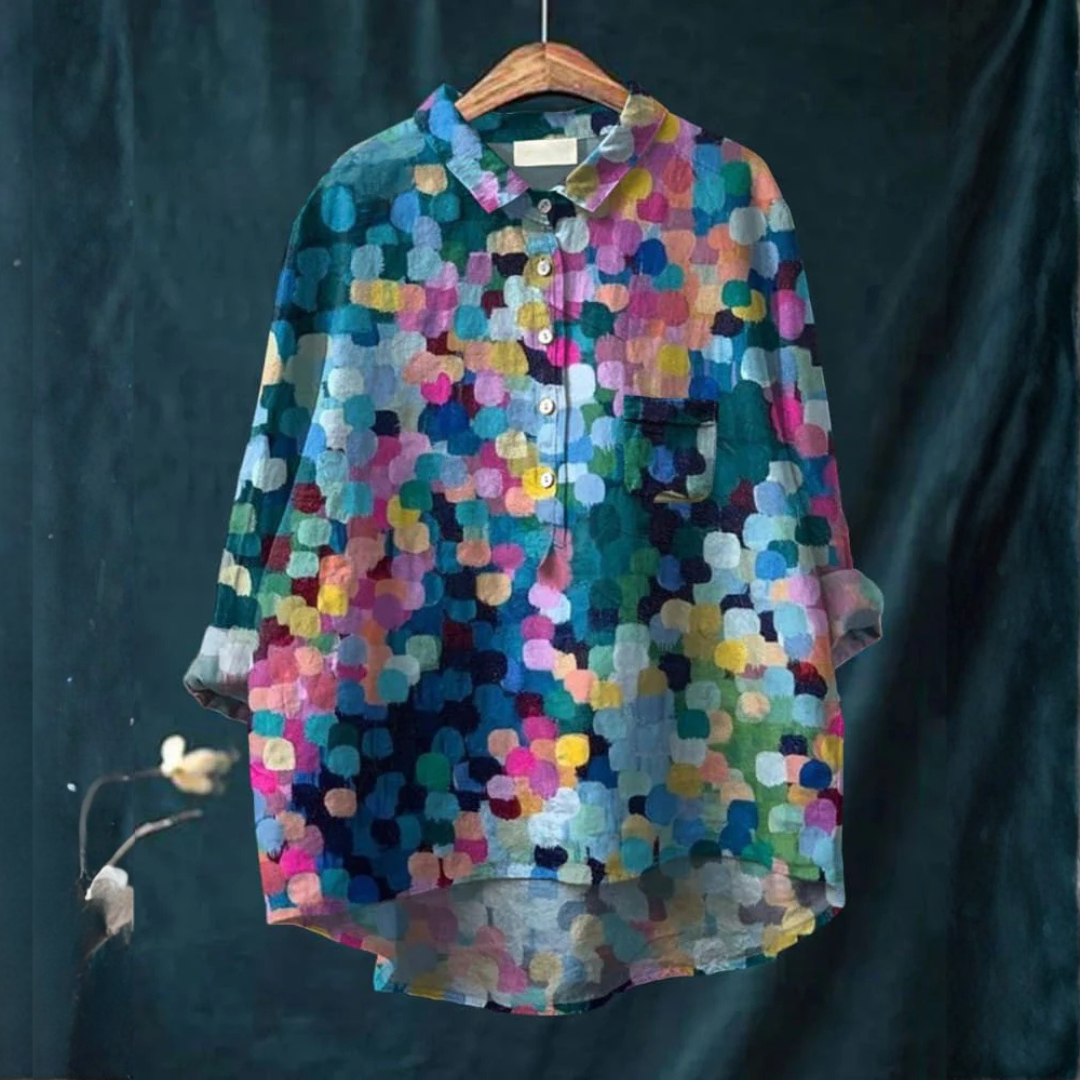 Dames Blouse met Kleurrijke Stippenprint