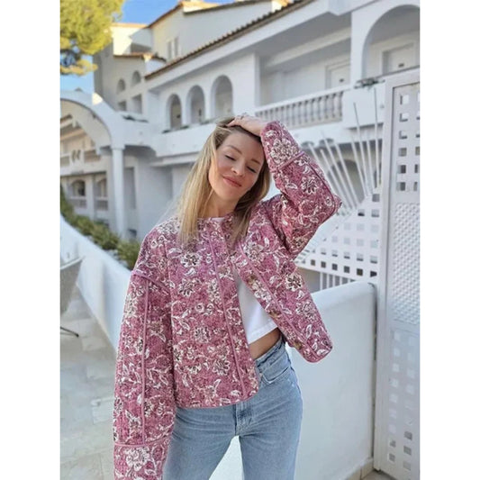 Casey Jas | Dames Herfst Gewatteerde Jas met Bloemenprint