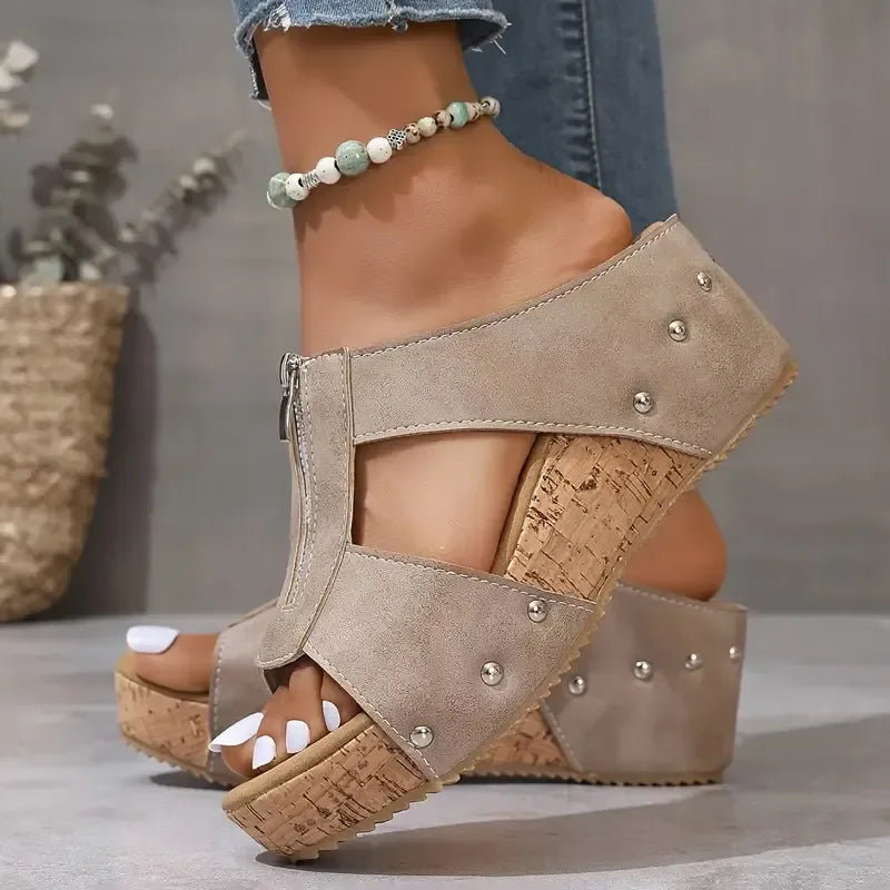 Women's Orthopedic Wedge Sandals with Zipper