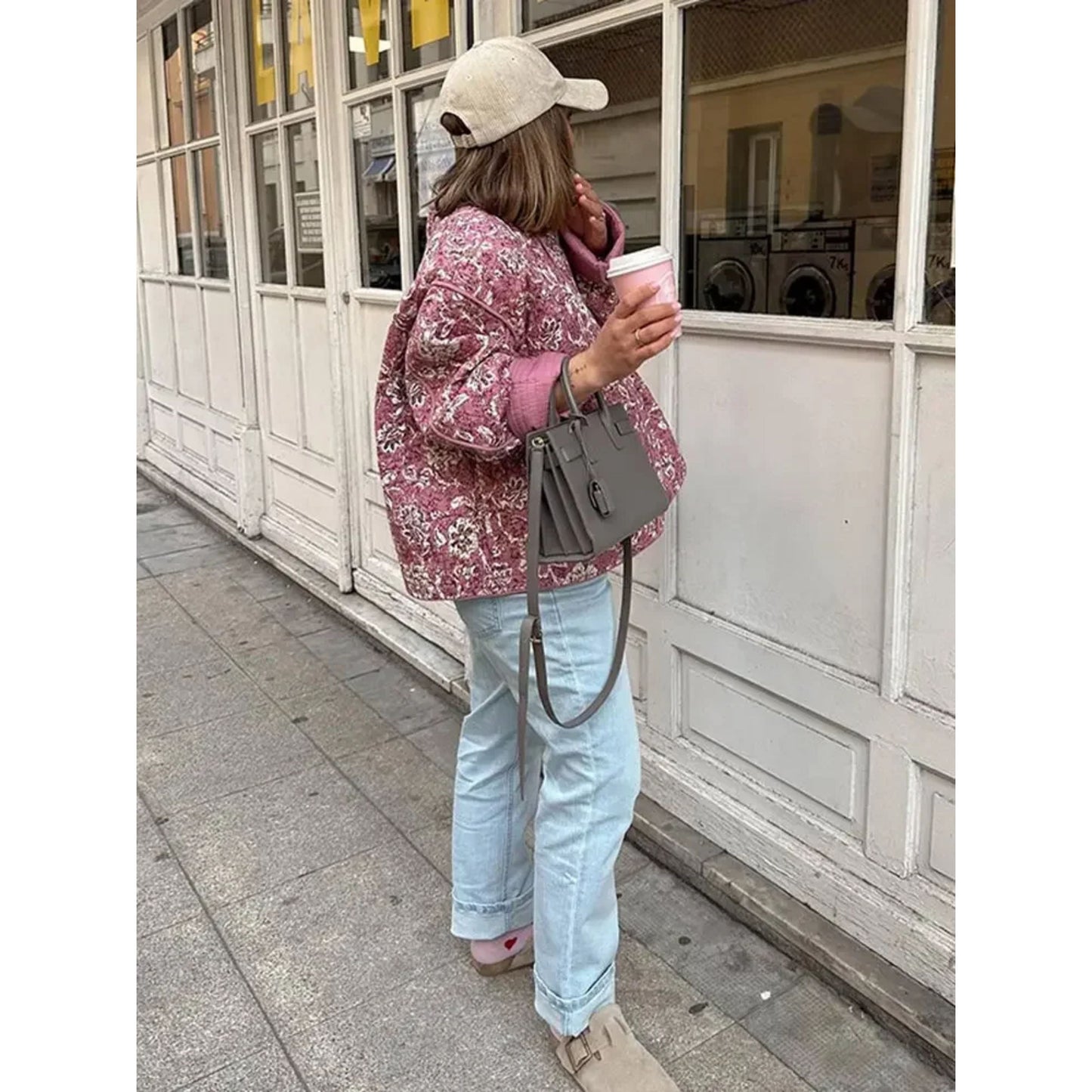 Casey Jas | Dames Herfst Gewatteerde Jas met Bloemenprint