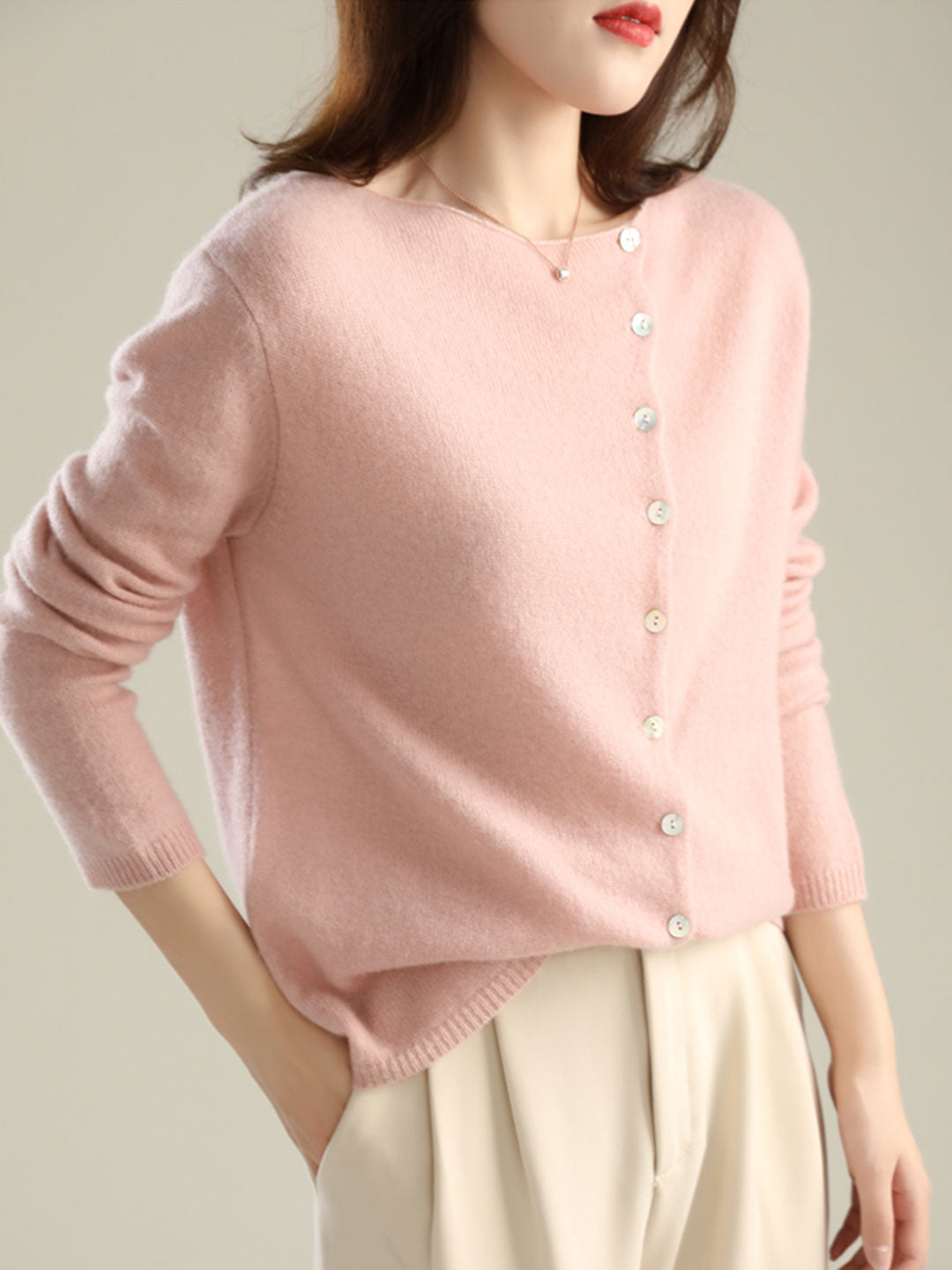 Willianne Vest | Losse Crewneck Knopen Vest