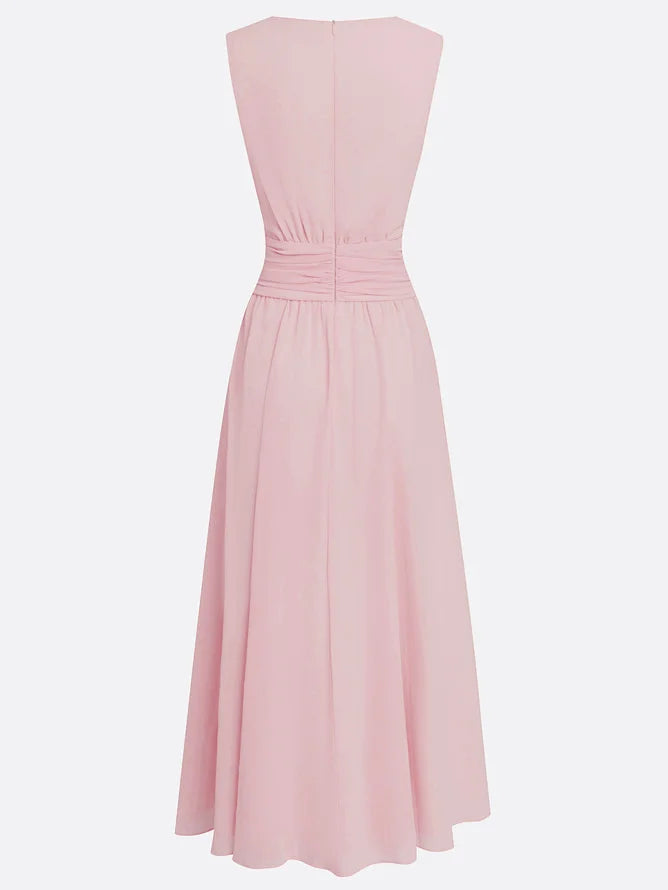 Dames Mouwloze A Lijn Maxi Jurk Chiffon