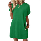 Dames Minimalistische Mini Jurk met Ronde Hals
