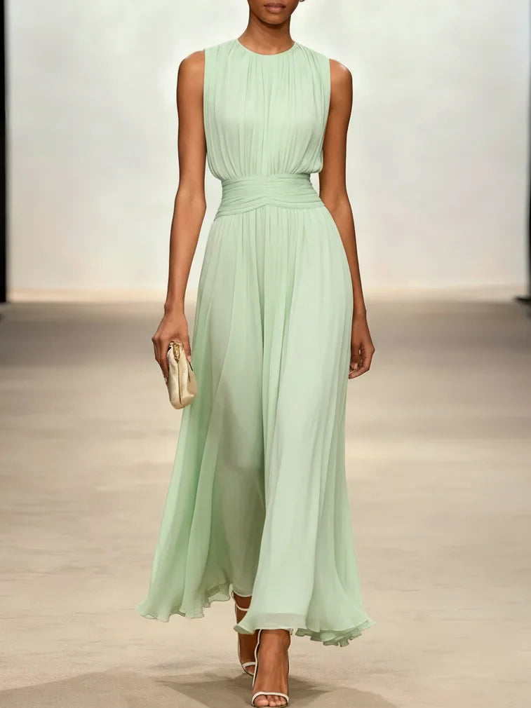 Dames Mouwloze A Lijn Maxi Jurk Chiffon