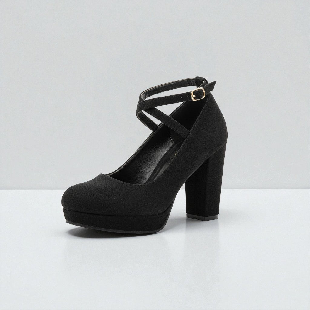 Dames Fluwelen Pumps Met Kruisbandjes