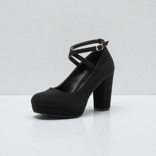 Dames Fluwelen Pumps Met Kruisbandjes