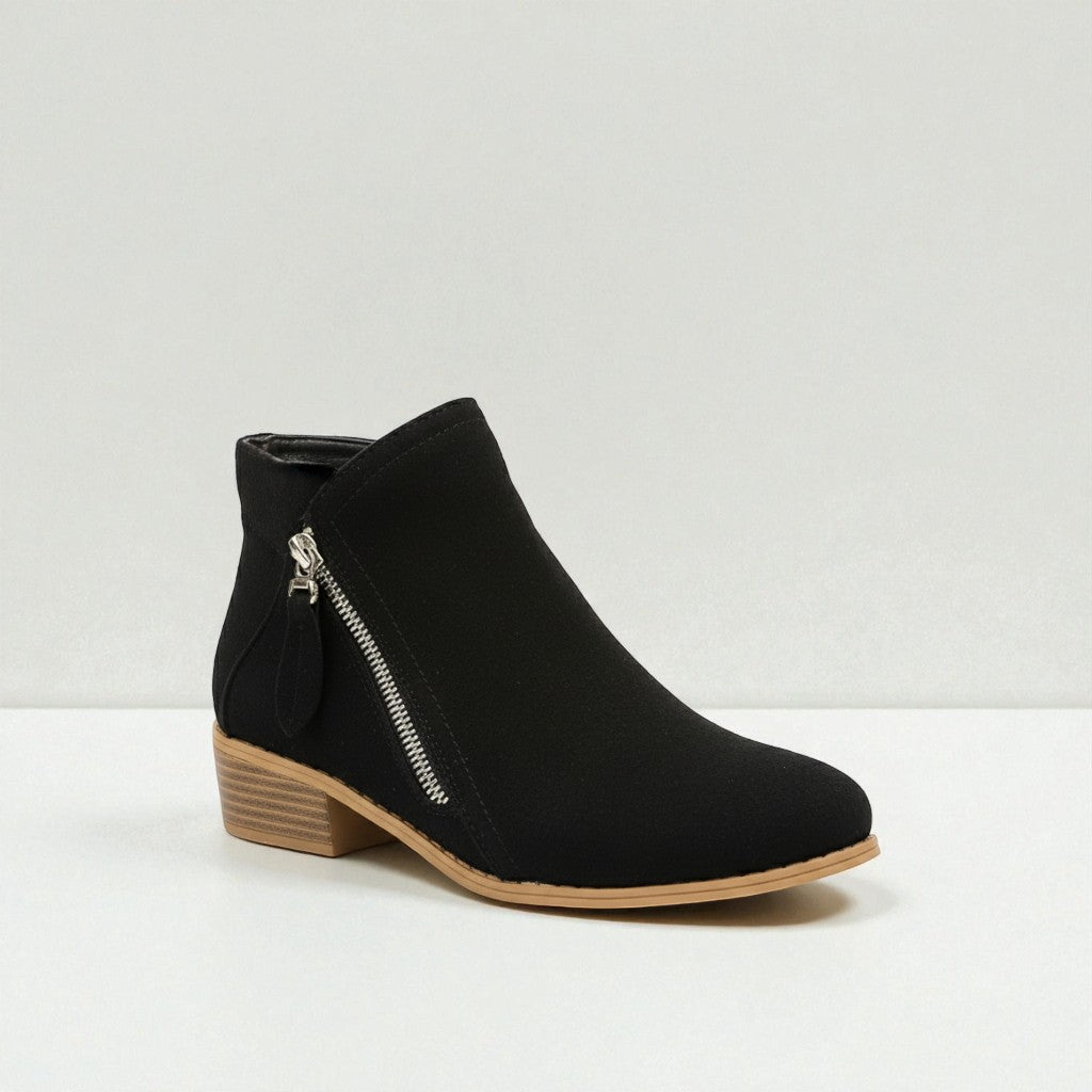 Dames Suède Enkelboots Met Ritssluiting