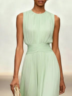 Dames Mouwloze A Lijn Maxi Jurk Chiffon