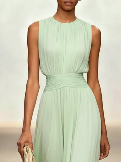 Dames Mouwloze A Lijn Maxi Jurk Chiffon