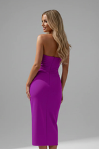 Dames Strapless Midi Jurk met Hartvormige Halslijn