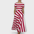 Dames Gestreepte Maxi Jurk met Moderne Stijl