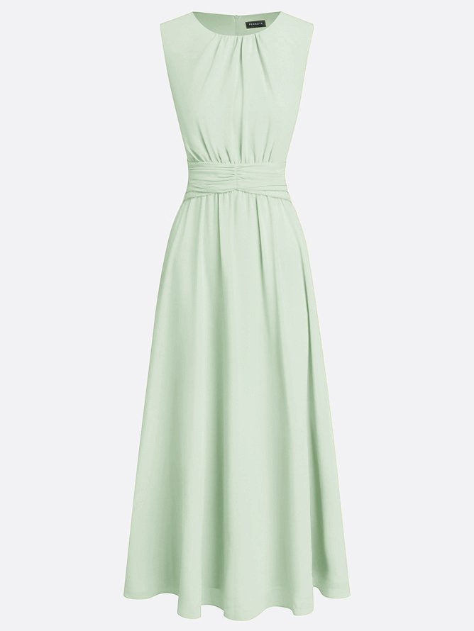 Dames Mouwloze A Lijn Maxi Jurk Chiffon