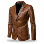 Heren Lange Leren Jas Relaxed Fit