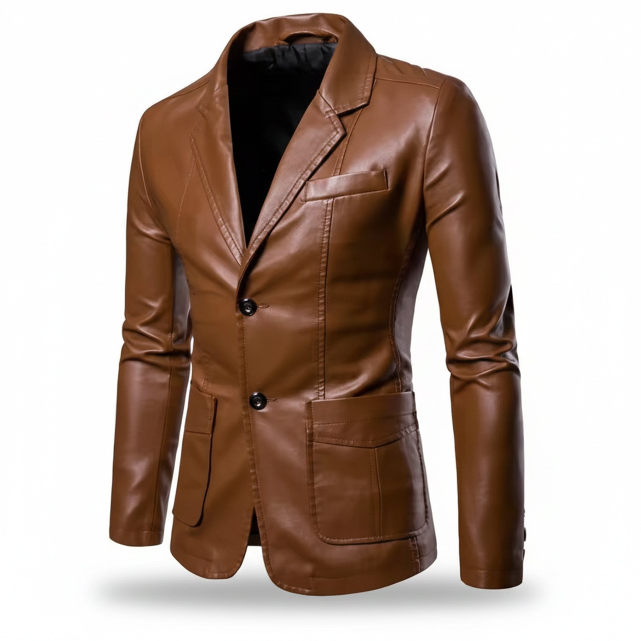 Heren Lange Leren Jas Relaxed Fit