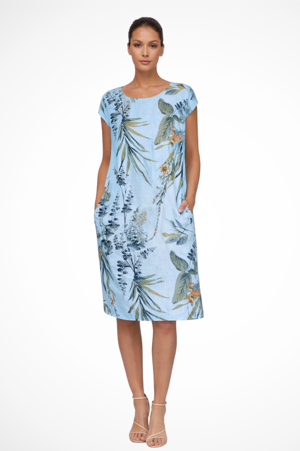 Dames Relaxed Fit Zomer Mini Jurk met Botanische Print