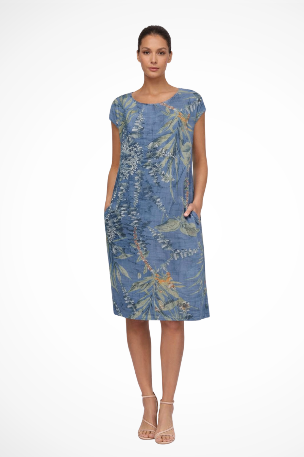 Dames Relaxed Fit Zomer Mini Jurk met Botanische Print