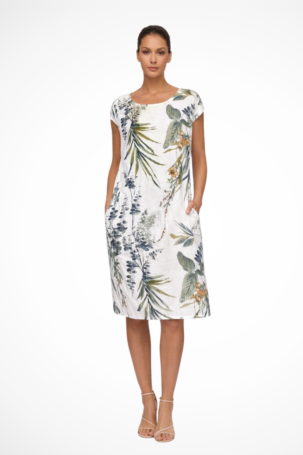 Dames Relaxed Fit Zomer Mini Jurk met Botanische Print