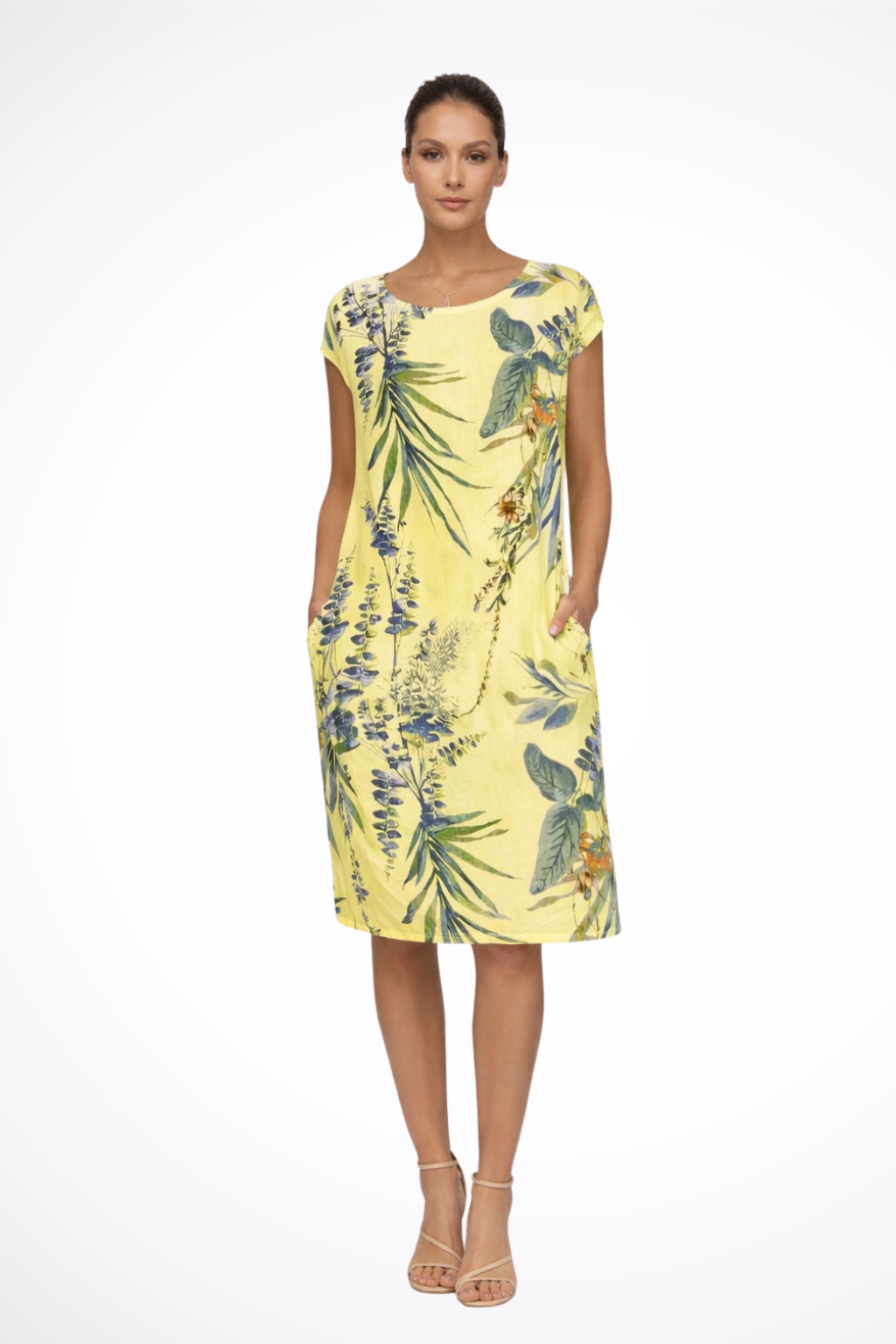Dames Relaxed Fit Zomer Mini Jurk met Botanische Print