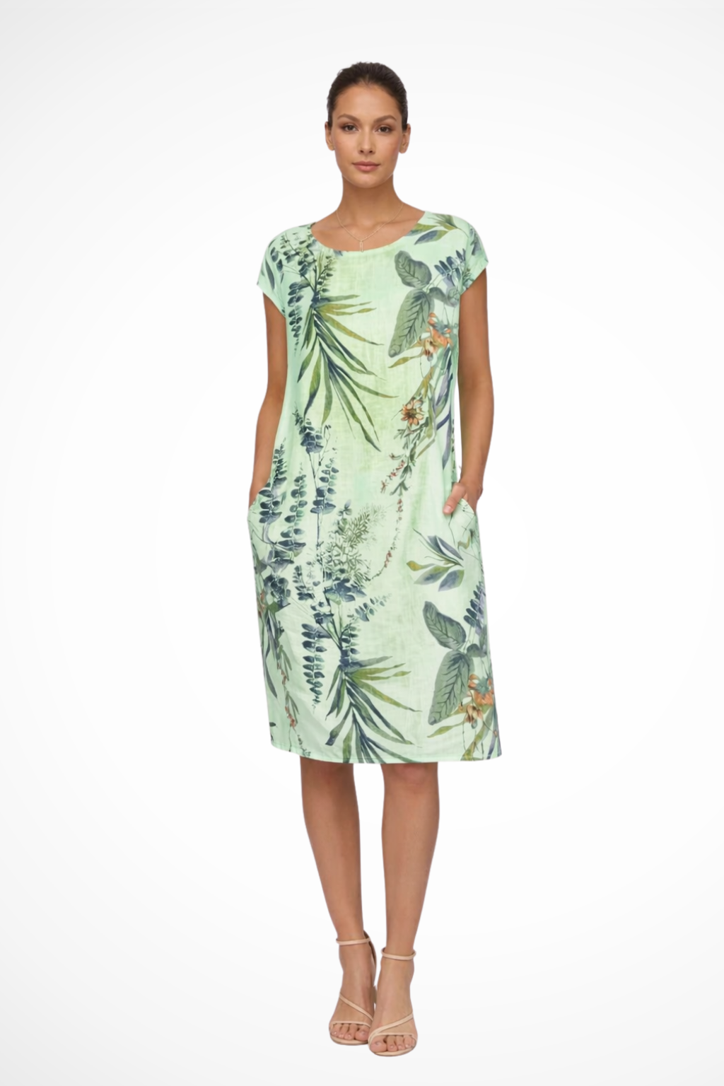 Dames Relaxed Fit Zomer Mini Jurk met Botanische Print