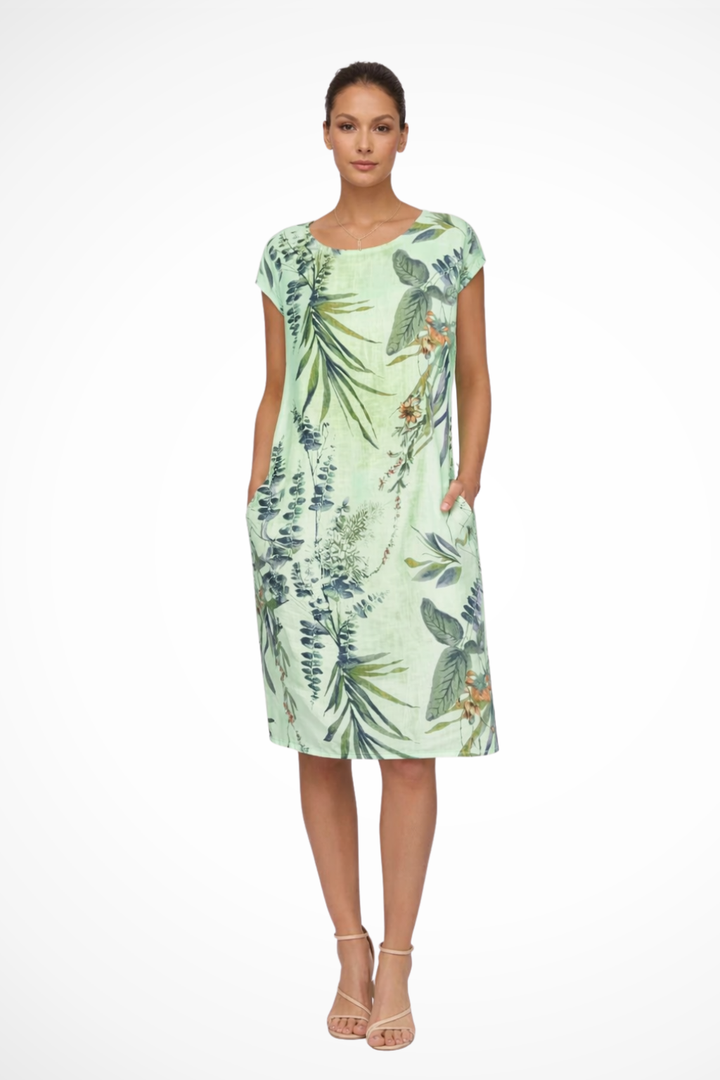 Dames Relaxed Fit Zomer Mini Jurk met Botanische Print