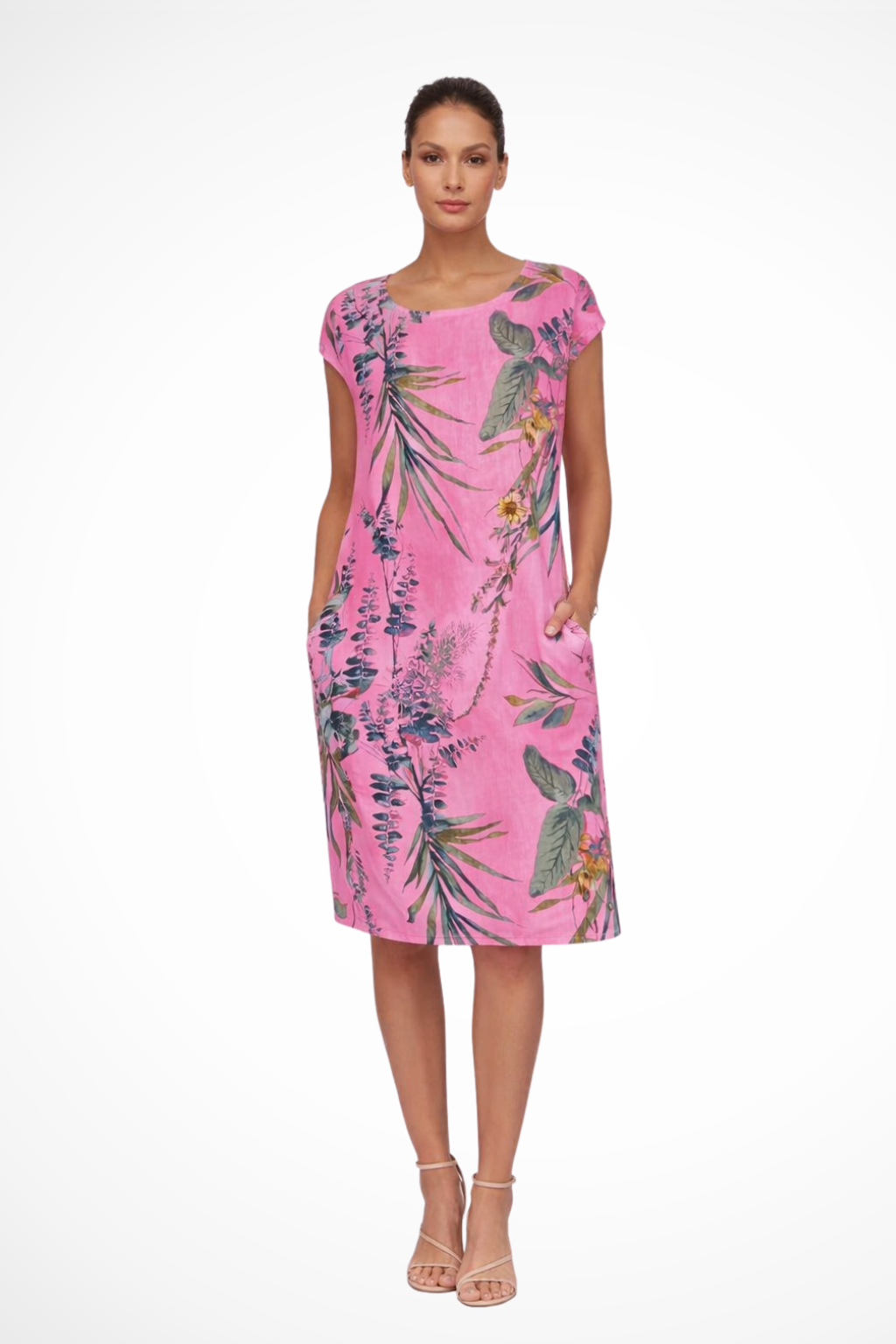 Dames Relaxed Fit Zomer Mini Jurk met Botanische Print