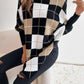 Wisteria Trui | Gebreide Poncho met Hoge Hals en Ruitpatroon