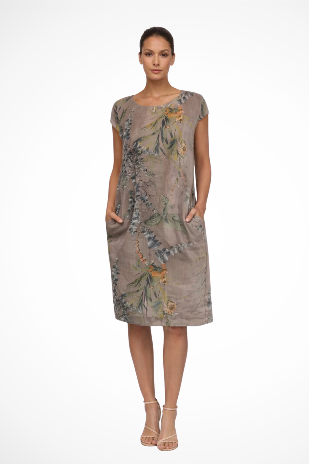 Dames Relaxed Fit Zomer Mini Jurk met Botanische Print