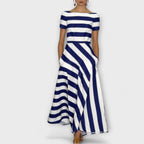 Dames Gestreepte Maxi Jurk met Moderne Stijl