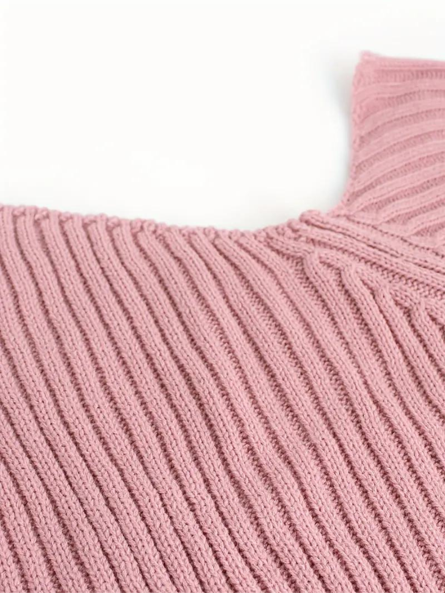 Peaches Trui | Geribde Gebreide One-Shoulder Cropped Trui