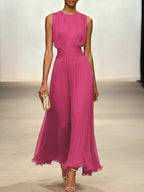 Dames Mouwloze A Lijn Maxi Jurk Chiffon